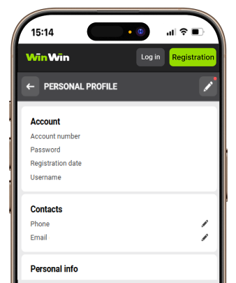 User account dashboard.